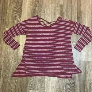 Womens Pink Rose Red and White Stripe Tunic - M